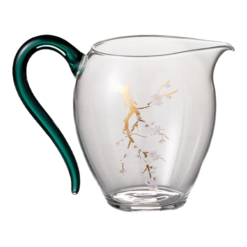 容山堂變色玻璃公道杯2025新款分茶器茶盅茶具泡茶公杯茶海單個 變色寒梅玻璃公道杯-墨綠色