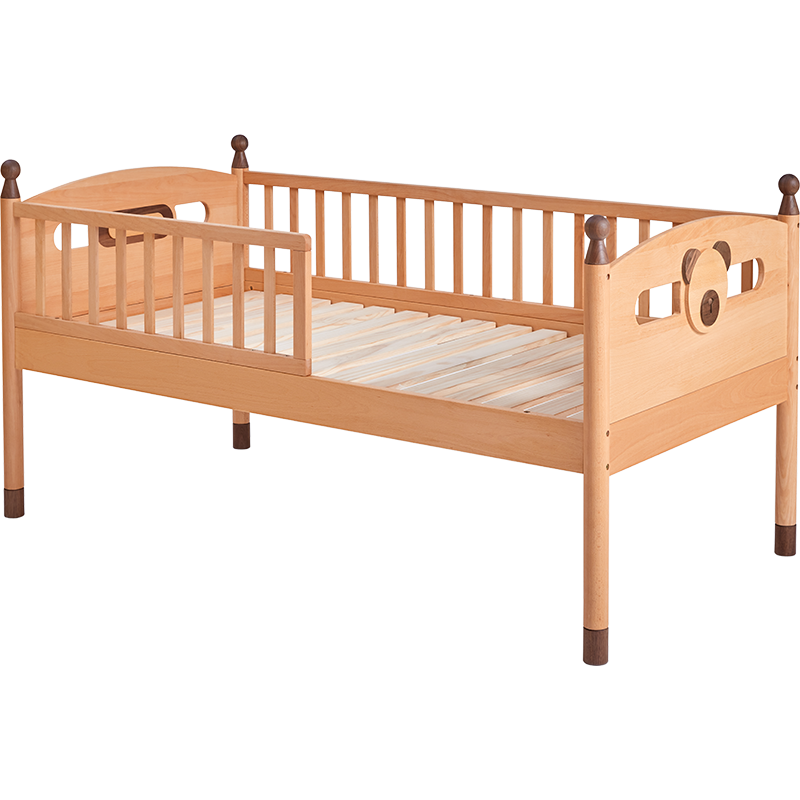 林氏木业 (Kids) 儿童拼接床婴儿加宽大床边小床宝宝拼接神器男孩女孩公主床 【四面】小熊拼接床