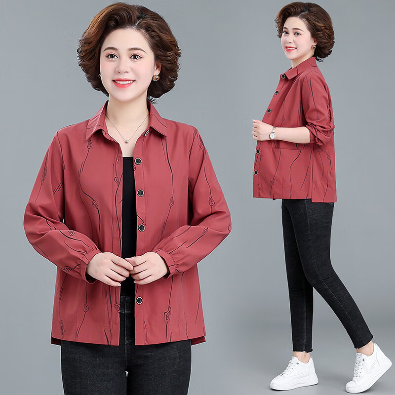impresswit春季外套2024年新款洋气40-50岁秋装薄款外套中年女洋气 砖