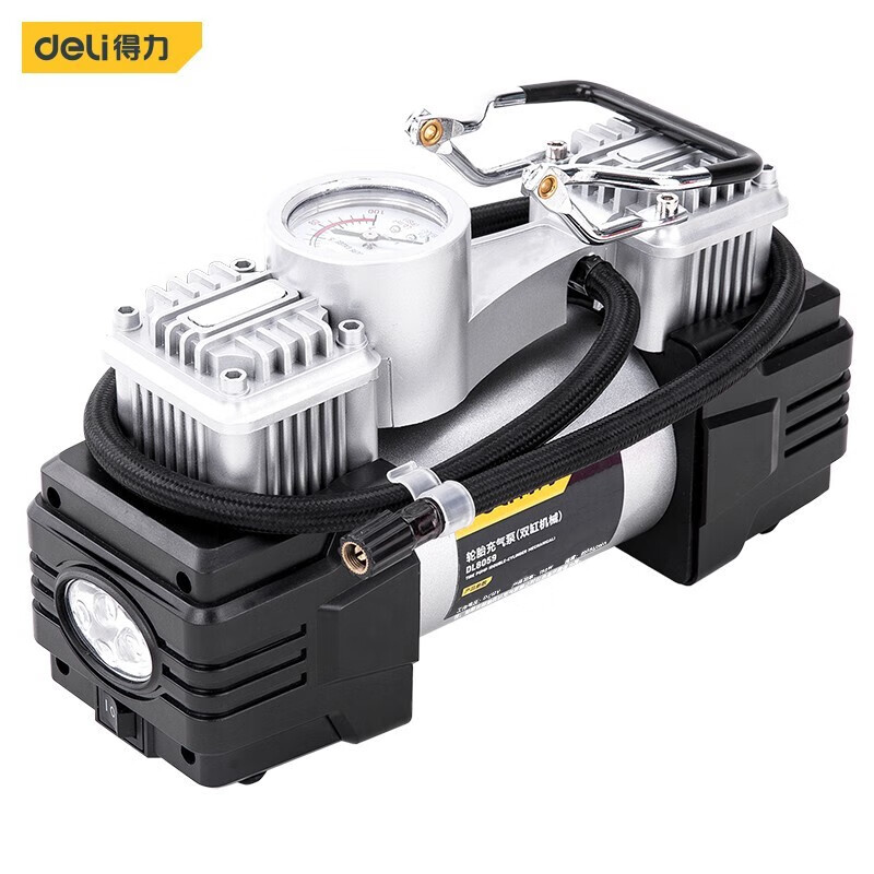 车载充气泵汽车充气泵打气泵车载带搭电一体轮胎快速使用充气泵 双缸数显式充气泵 100W36L/min 京东折扣/优惠券