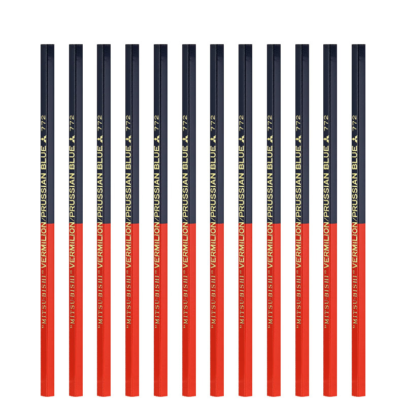 三菱（uni）美术素描标记铅笔 学生绘图考试六角铅笔 772 红蓝款 12支装