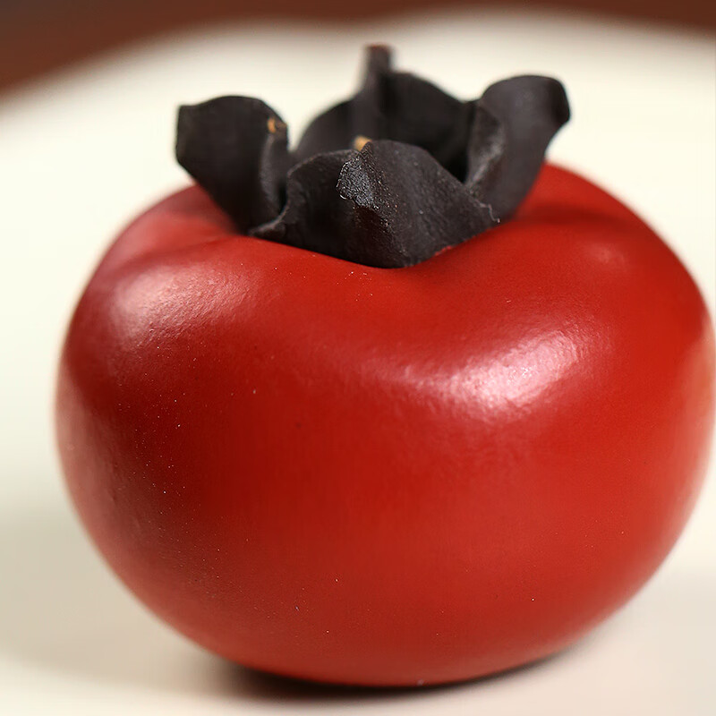 茶宠摆件可养 仿生茶玩雕塑柿柿如意 茶盘摆件礼品 红色小柿子单个