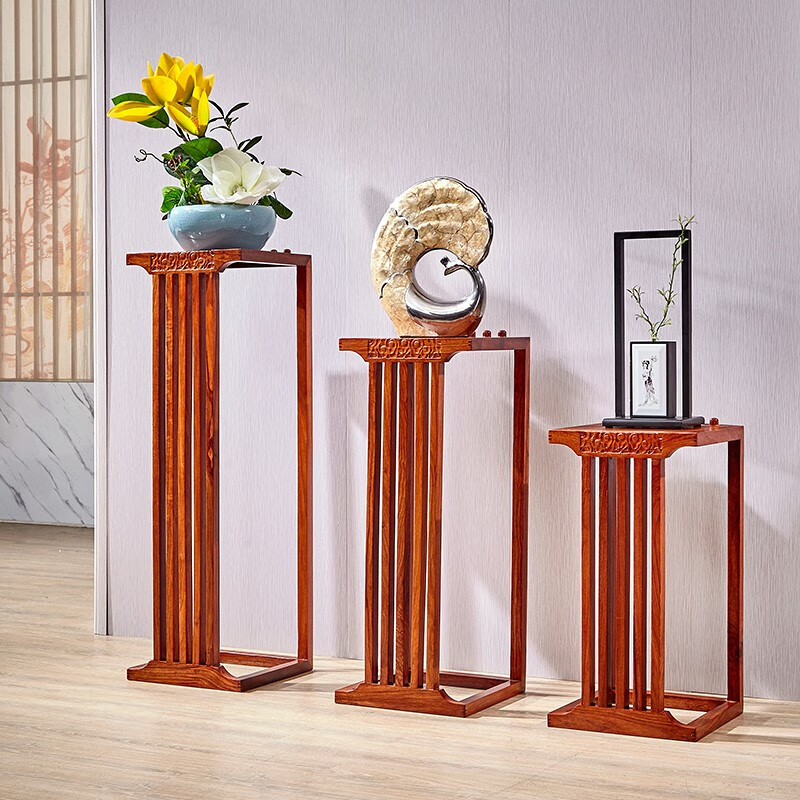 传古匠 红木家具 非洲花梨 (学名:刺猬紫檀) 新中式花几 实木花架家具