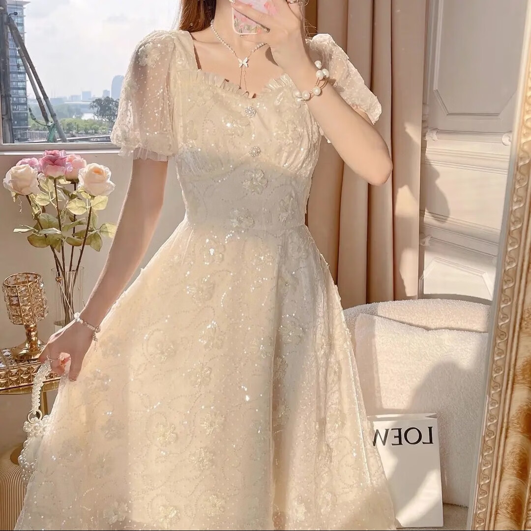 nzglr仙女裙超仙长裙温柔风长1款到脚踝繁花落舞连衣裙2024夏季新款小