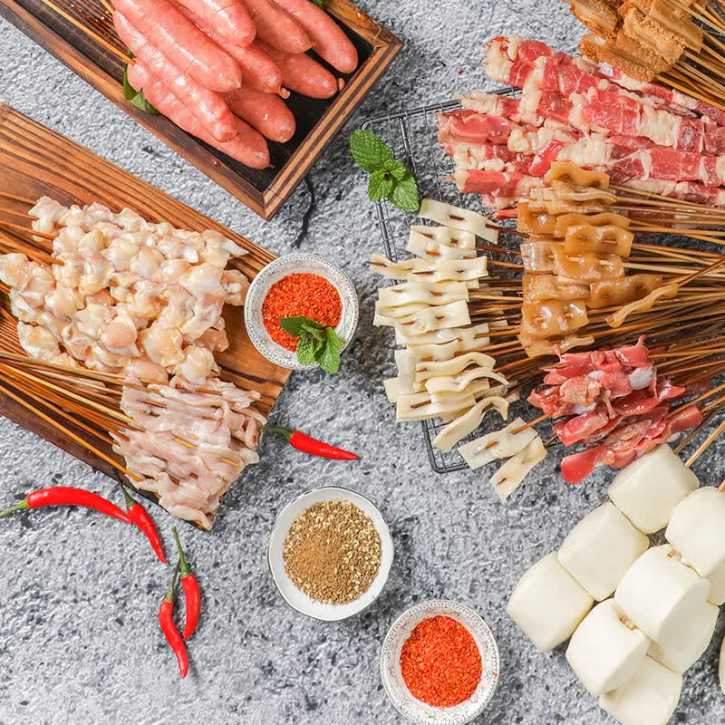 木屋烧烤 d套餐12-13人烧烤套餐食材半成品羊肉串户外烧烤材料肉串