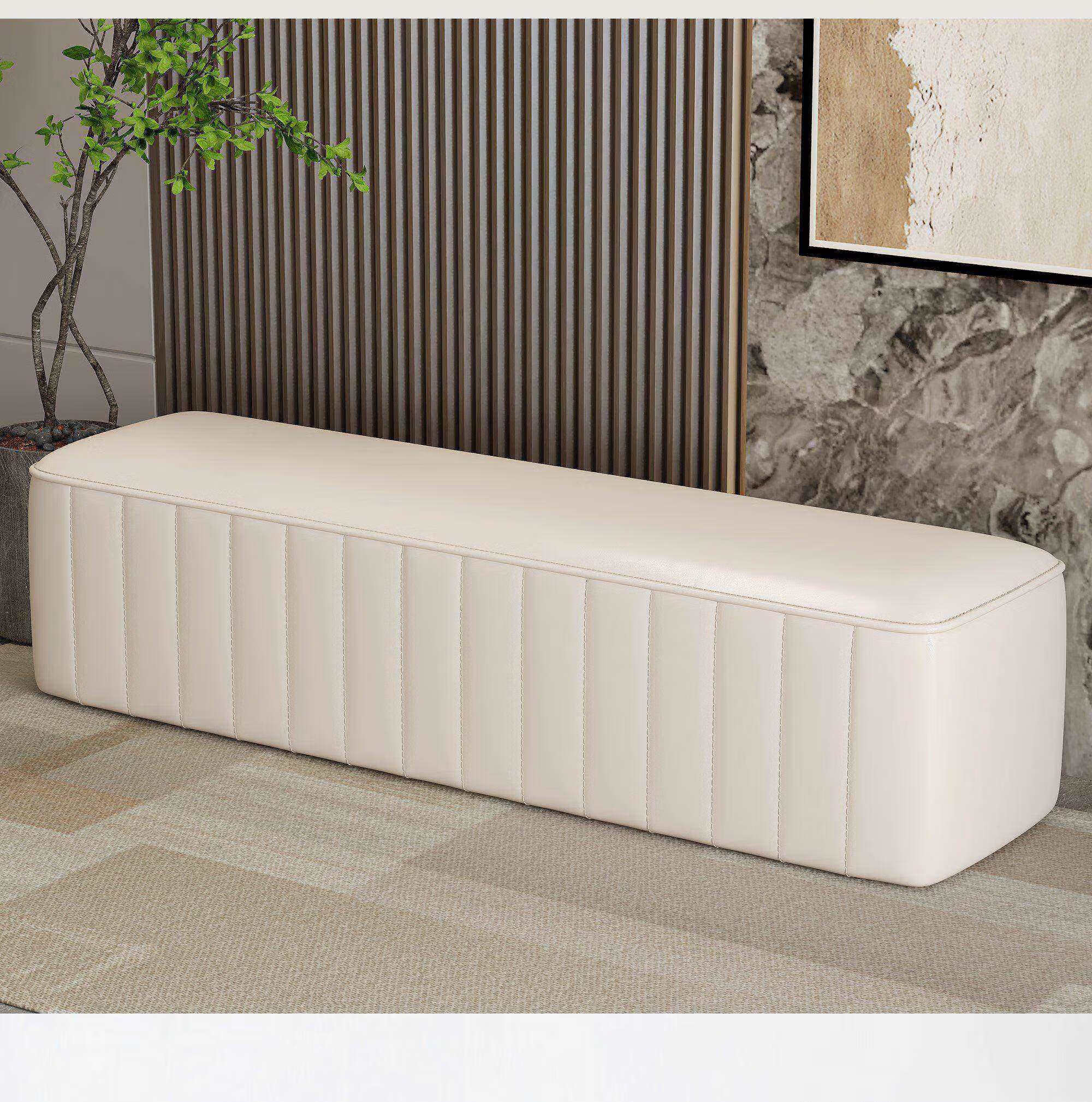 凳长条凳创意穿鞋凳衣帽间卧室房间床尾凳家用门口换鞋凳 白色长60*宽