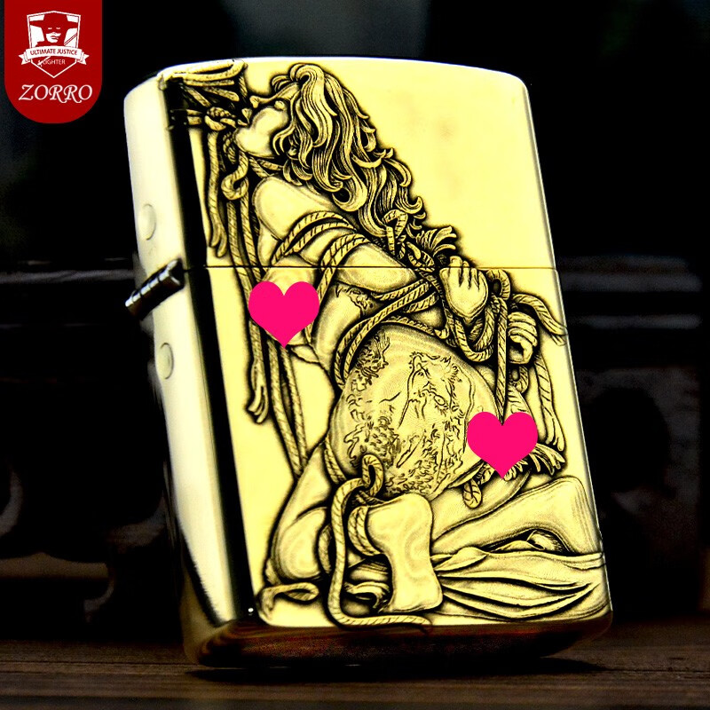 zorro佐罗打火机浮雕女郎网红美女防风创意煤油生日情人节礼物送男