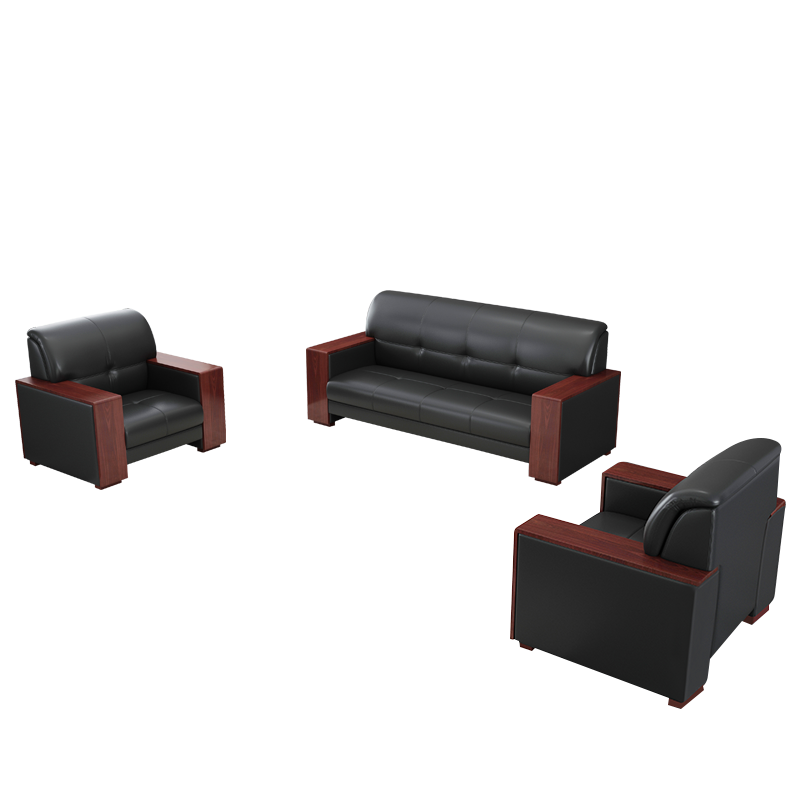 隆旭 办公沙发商务办公室接待沙发会客洽谈沙发 单人位+单人位+方茶几(牛皮)