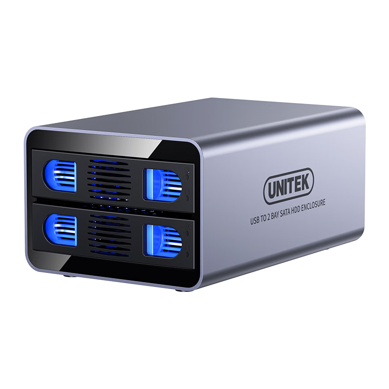 UNITEK 优越者 硬盘柜双盘位全铝 2.5/3.5英寸USB3.0硬盘柜电脑外置硬盘存储架S308A