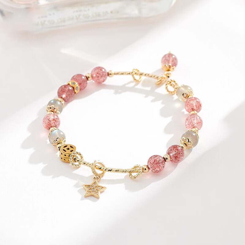 赤瑕宫饰品草莓晶月光石手串可爱小清新风百搭手链女 草莓晶手链