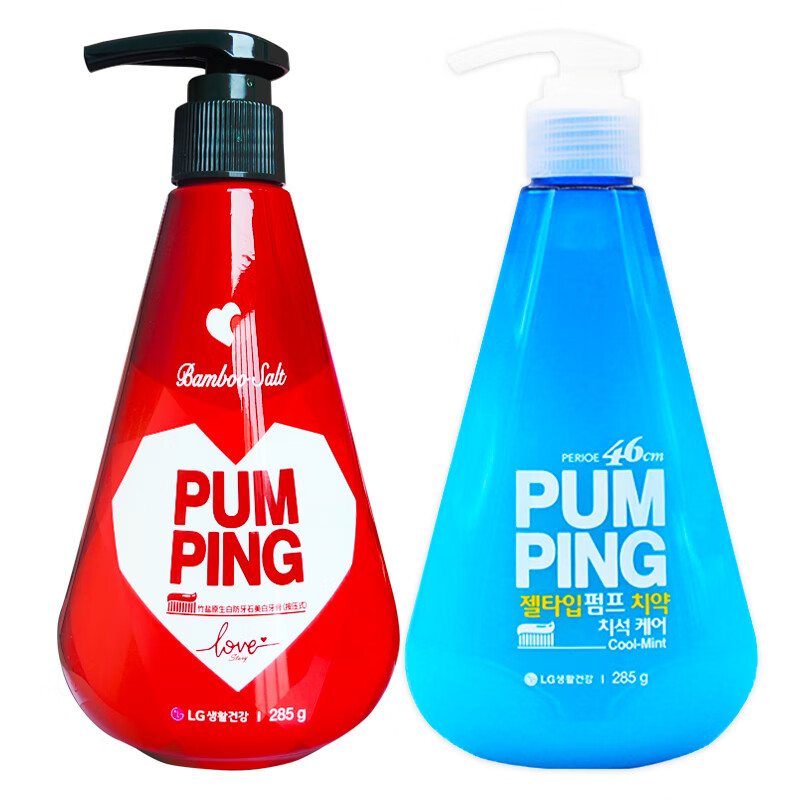 倍瑞傲进口lg派缤pumping成人牙膏 液体按压式亮白清新口气家庭装 285