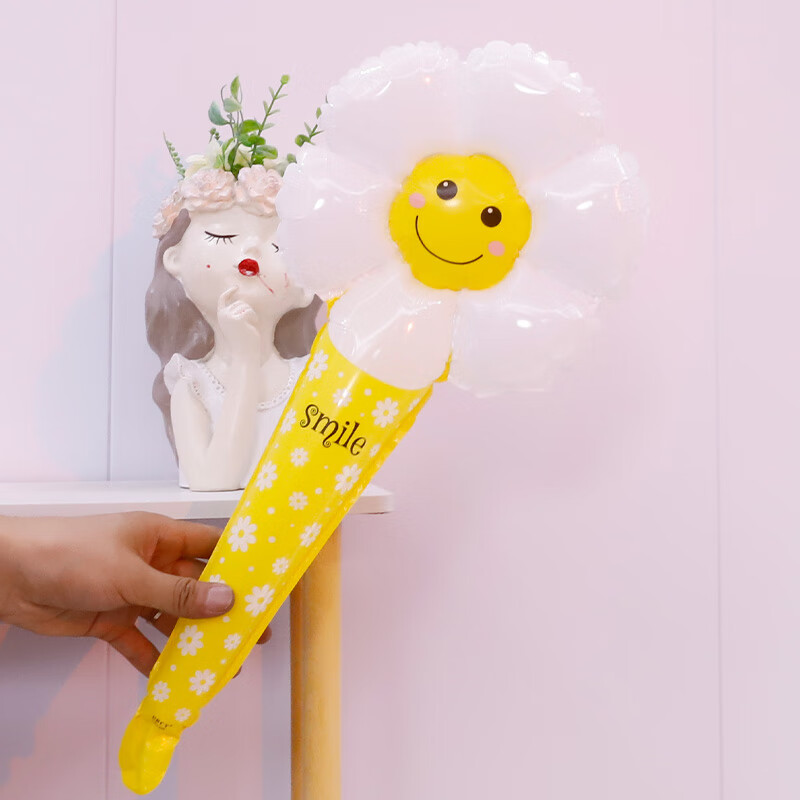 手持棒61手持气球发箍彩色笑脸小雏菊手拿棒户外野餐装 手持花朵 白色