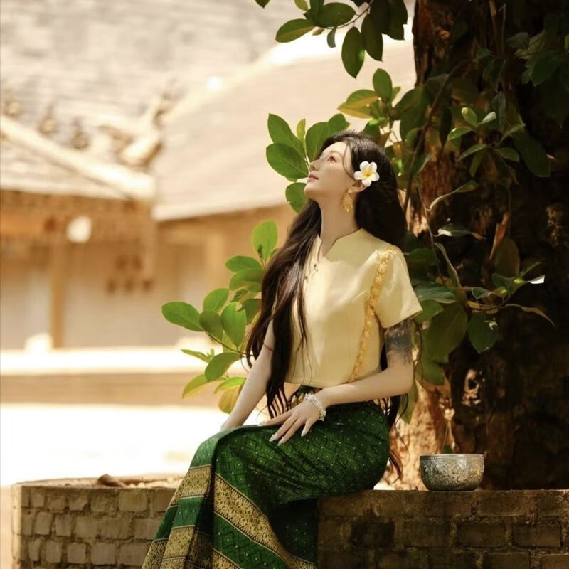 库衣场夏季西双版纳傣族服饰民族踏青旅游穿搭哆哩傣云南旅游穿搭服装