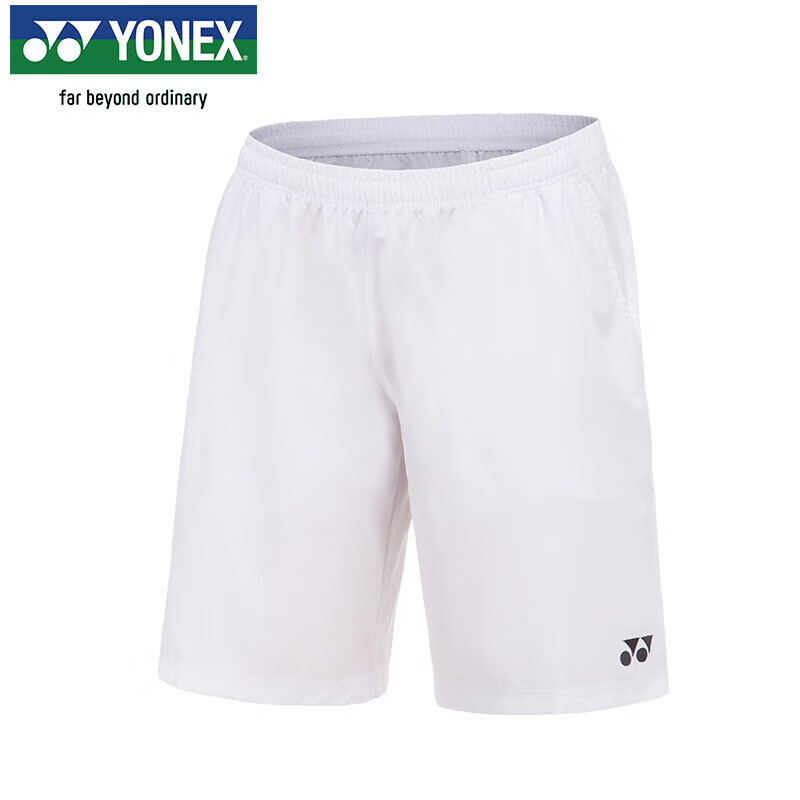 YONEX尤尼克斯羽毛球网球运动服男短裤yy速干15048CR-011白色L
