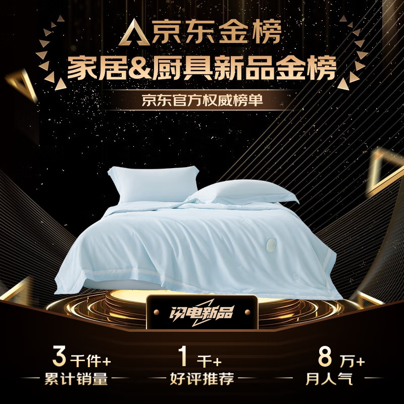 水星家纺蚕丝被100%夏凉被子空调被凉感雪糕被可水洗A类约4.03斤200*230cm青桑有机 凉小润蓝