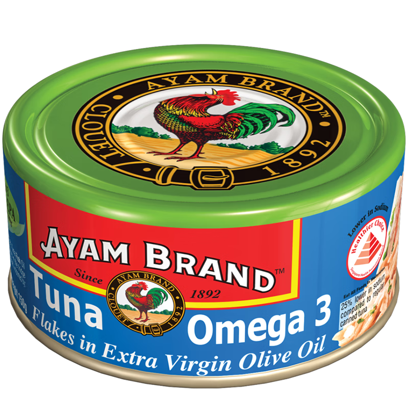 雄雞標（AYAM BRAND）泰國原裝進(jìn)口特級初榨橄欖油浸 Omega 3金槍魚(yú)罐頭150g速食魚(yú)罐頭