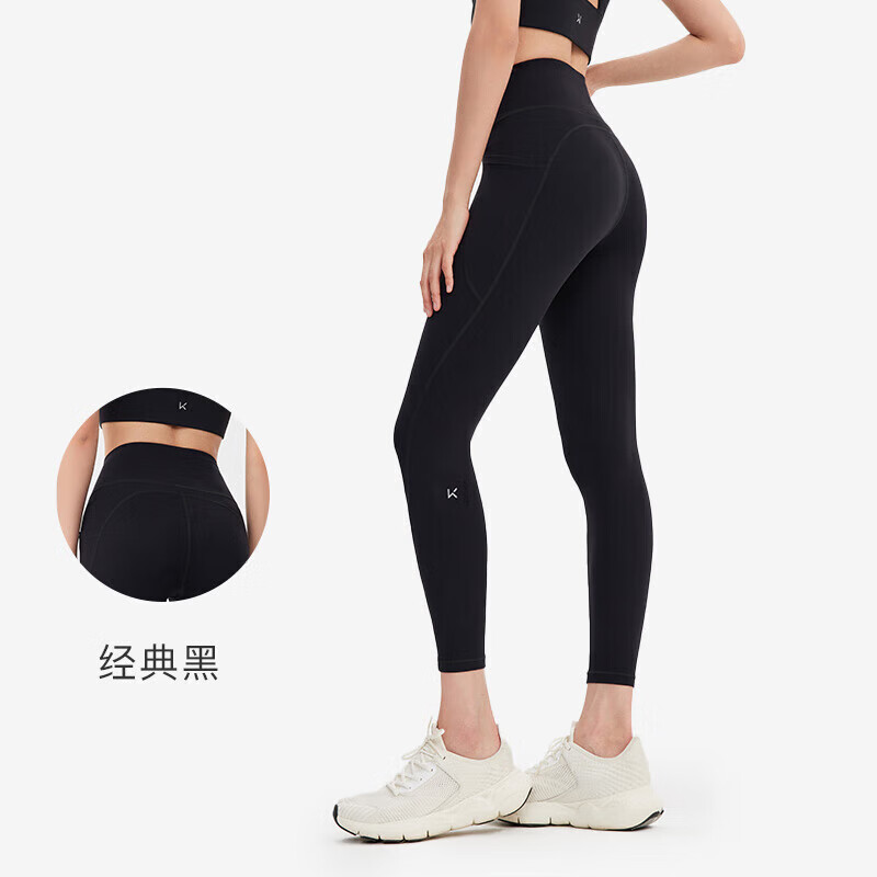 Keep瑜伽褲女提臀訓(xùn)練跑步運動褲打底緊身褲外穿夏季 經(jīng)典黑 L 