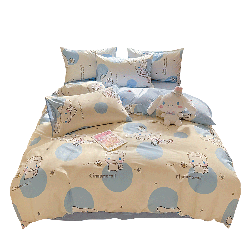 无印良品库洛米纯棉床上四件套全棉被套三丽鸥床单学生宿舍三件套儿童卡通 玉桂狗【100%棉 软糯亲肤】 1.5/1.8m四件套 床单款 被套2*2.3m
