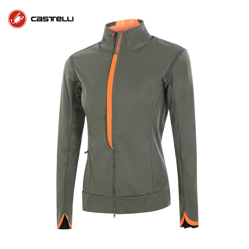 castelli蝎子骑行服女款秋冬季防风憎水带口袋自行车长袖外套4522541 075军绿色 S