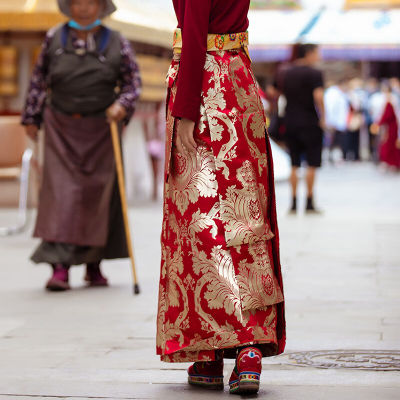 欧黛秀锅庄舞藏族服装女夏装裹裙【惊鸿】藏式西藏款锅庄半身裙旅拍