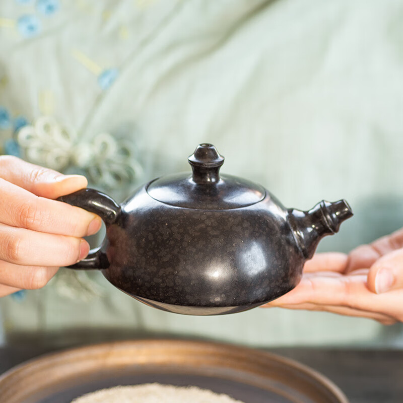 石隐 纯手工冰碛岩石头雕刻泡茶壶石瓢壶小嘴日式养生壶功夫茶具 竹韵