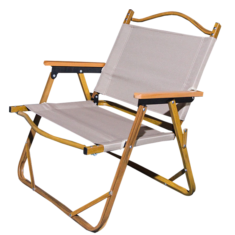 Lazy Diary户外折叠椅折叠凳克米特便携式休闲椅户外椅子露营沙滩靠背椅轻便钓鱼凳子 卡其色大号【铝合金支架 双层面料】