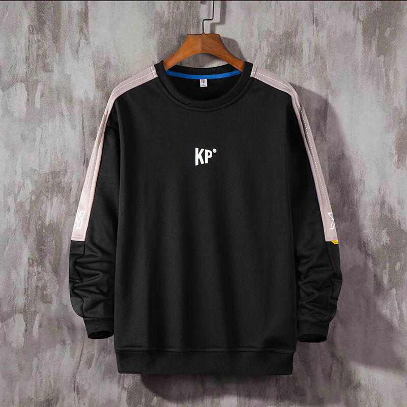 曼迪尚(MANDISHANG)春秋款薄款胖子男士圆领宽松胖哥长袖印花百搭卫衣潮曼迪尚 XP-黑色 【秋季卫衣】 173 5XL 200-210斤