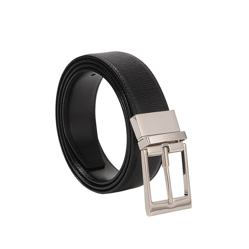 bally/巴利  男士银扣腰带针扣式黑色牛皮革腰带皮带宽:3.