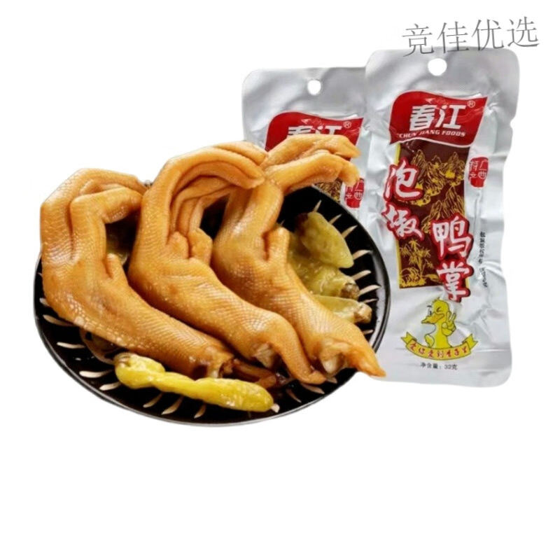 风鲜仓春江泡椒鸭掌32g广西南宁特产鸭爪休闲网红零食即食鸭脚 泡椒味 32g 春江 鸭掌*40袋