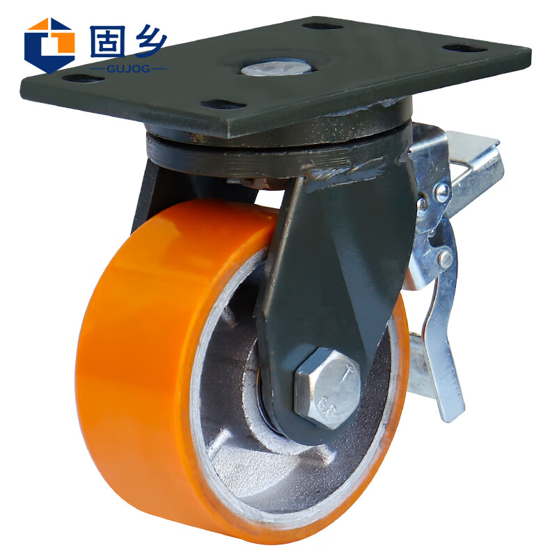 固鄉(xiāng) 工業(yè)重型腳輪 萬(wàn)向輪/定向輪/剎車輪 聚酯腳輪 鐵芯轱轆手推車平板車輪子【6寸F3重聚萬(wàn)向剎車 載重1T】可定制