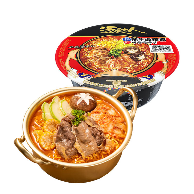 统一 方便面 汤达人 韩式辣牛肉 碗面 127g*12碗天津地区 下单1件到手