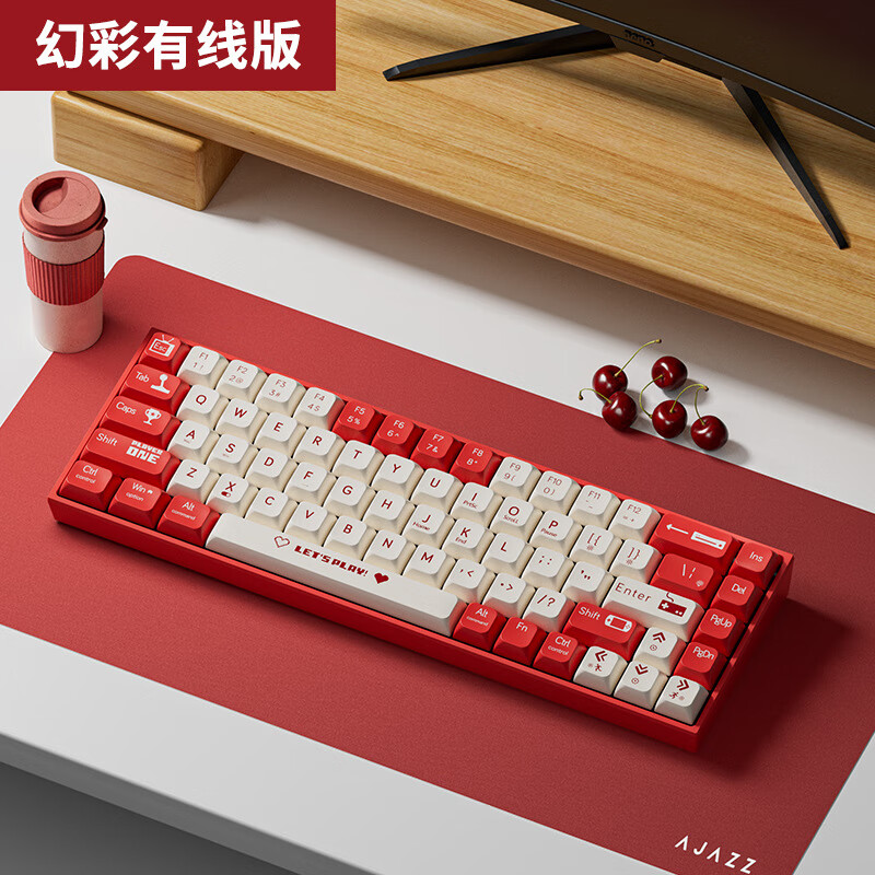 黑爵AK680机械键盘游戏有线热插拔小型键盘无线双模茶轴红轴68键 红白-青轴68键-有线混光-全键热插拔
