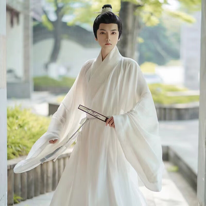 川隼汉服男仙气魏晋男装古装女武侠客书生大码白色学生表演服套装