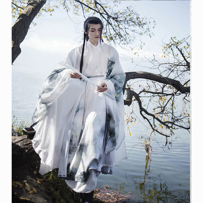 日常毕业拍照表演服帅气班服耐穿演出服cos服装影视剧服装 白色道袍 s