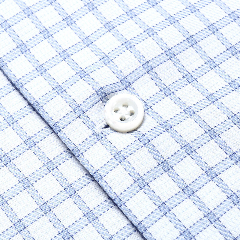 MAYOR男装 秋季ALBINI全棉格纹经典商务长袖衬衫 蓝色 38 170/84A