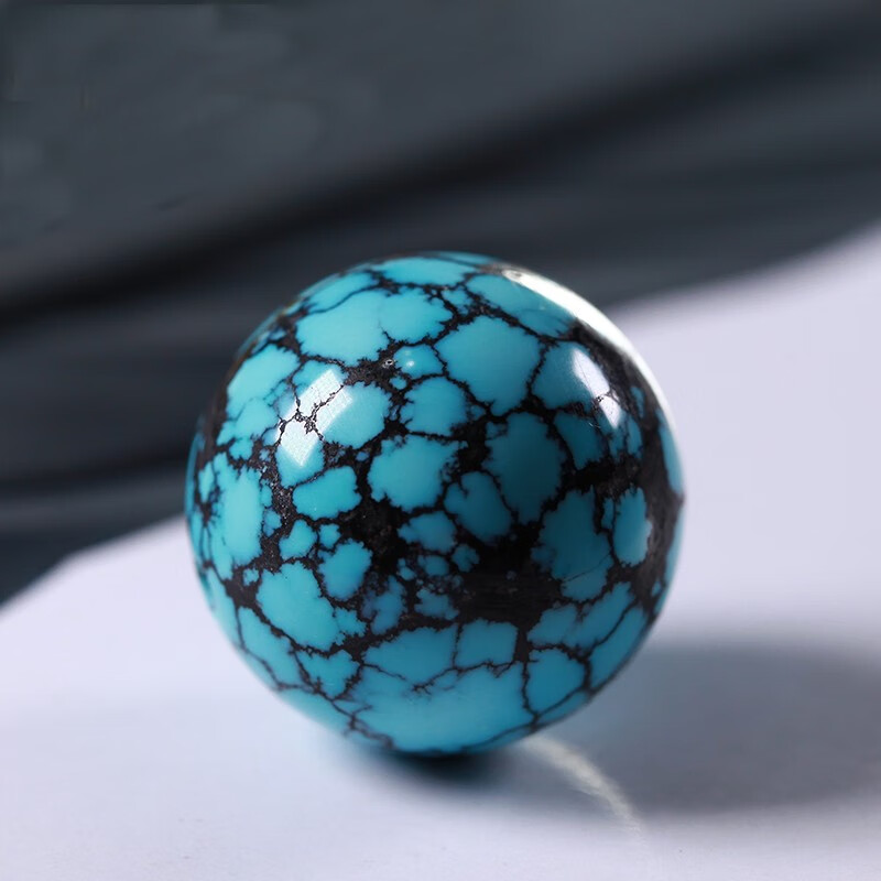 品饰匠 原矿高瓷绿松石 网花乌兰花圆珠散珠配珠单颗星月菩提金刚手串