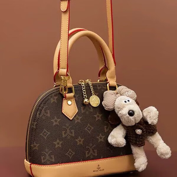 酷奇袋鼠酷奇女包高级感轻奢包包女2025新款秋冬真皮手提贝壳包女斜挎小包  棕色