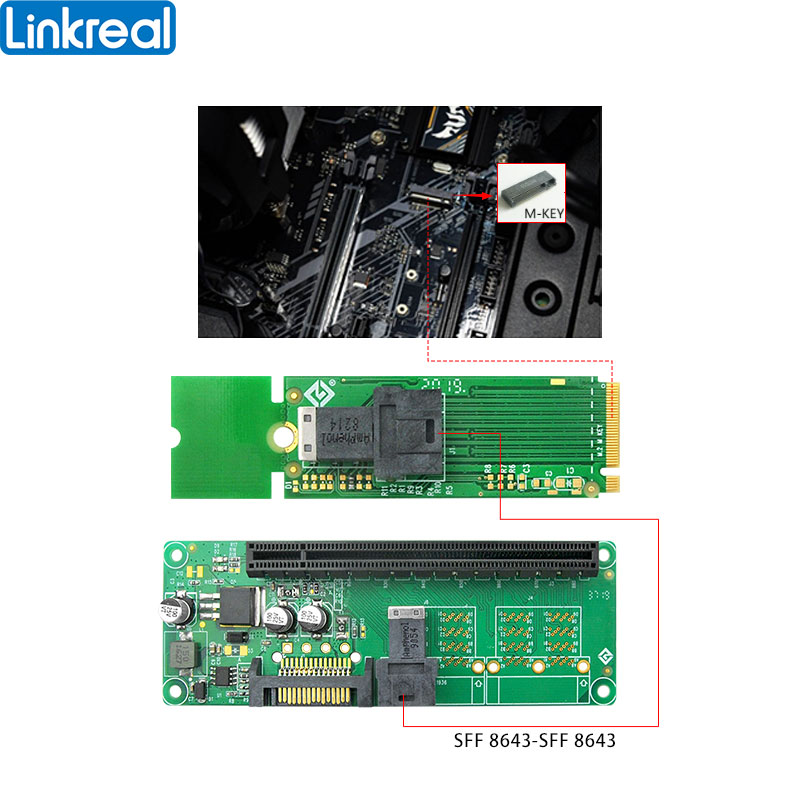 linkreal  显卡扩展套装 m.2转pcie槽 接sas sata阵列卡网卡 3.