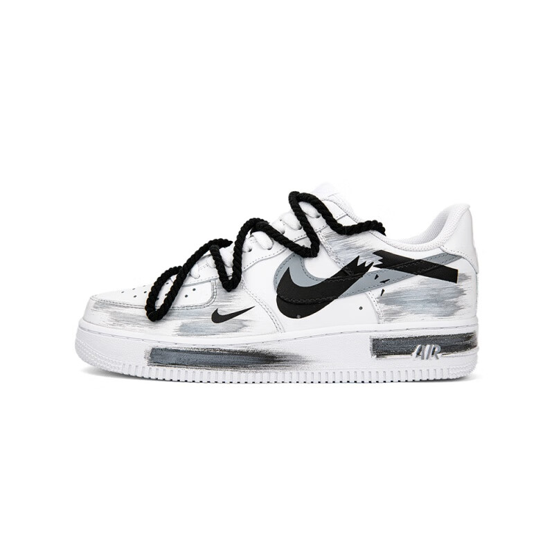 耐克(nike)球鞋定制 空军一号 手绘断裂时空 三钩阴影解构 板鞋 水泥