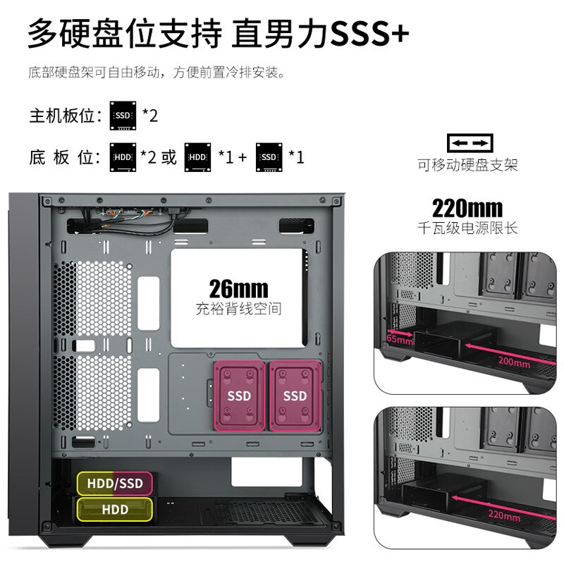 鑫谷（Segotep）直男360水泥灰机箱（顶置360水冷位/E-ATX主板位/玻璃侧透/磁吸面板/台式机游戏电脑主机箱）