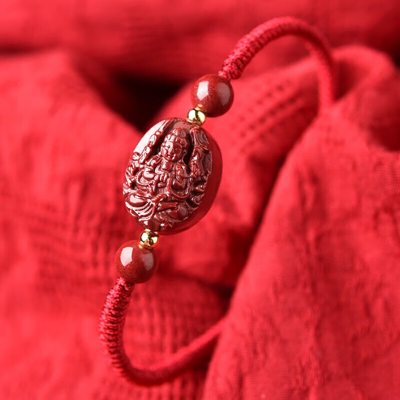 灵菲朱砂红绳手串生肖佛属鼠千手观音手绳本命年转运男女生日礼物
