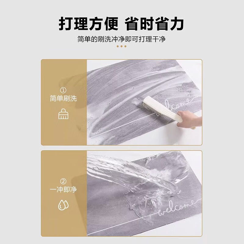 季象家用入户浴室地垫卫浴洗手间脚垫卫生间厕所门进门口吸水防滑垫子 GZN-雾霾灰-暴力熊 40x60 cm【速吸水体验版】