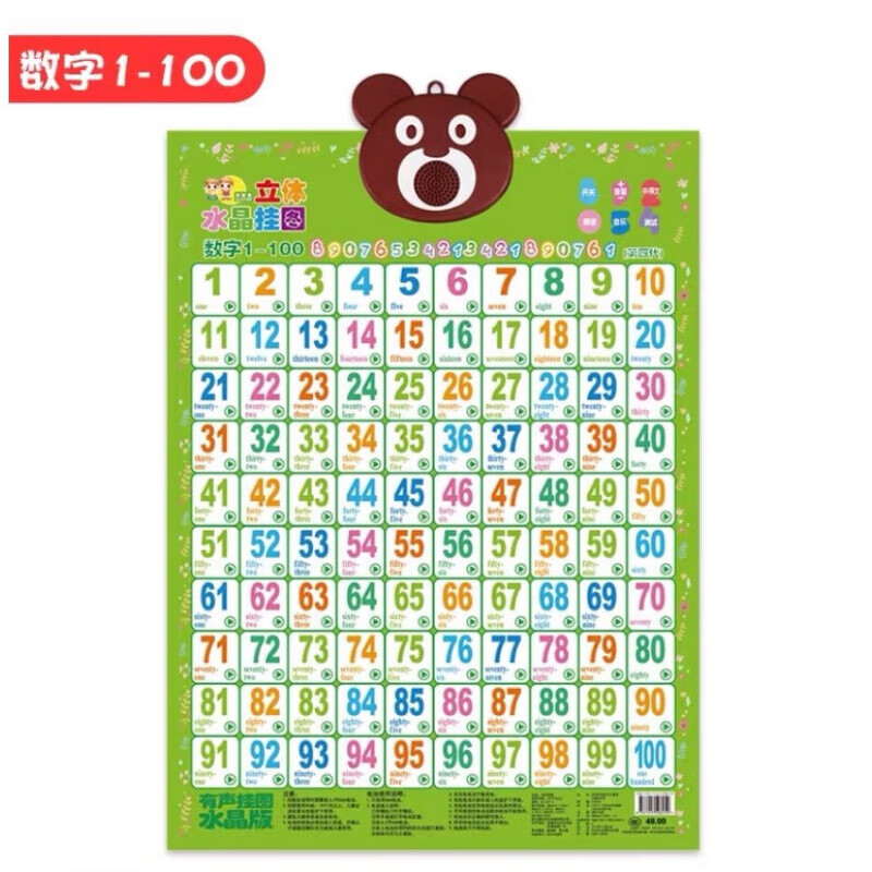 宝宝英文字母语音小孩早教认字学数定制 数字1100