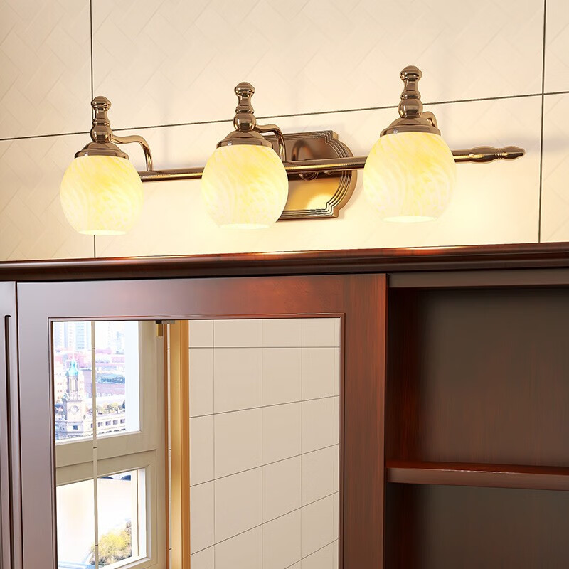 欧柏图 欧式经典镜前灯LED 卫生间浴室简约镜柜灯 创意个性梳妆台灯 3头