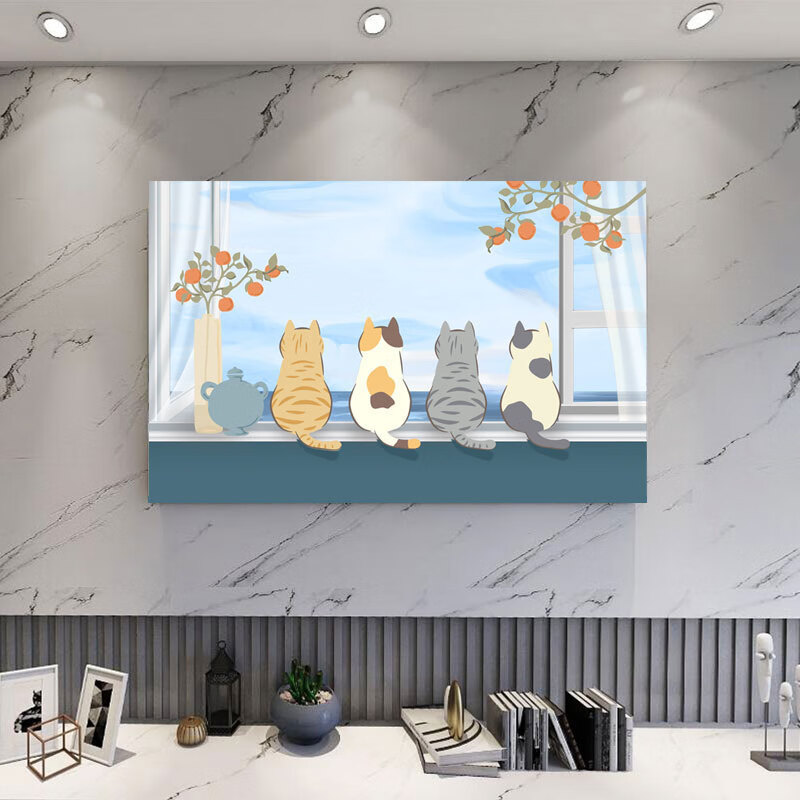 55寸65寸75寸轻奢北欧壁挂式简约现代2022新款 猫咪与海 30/32英寸(宽