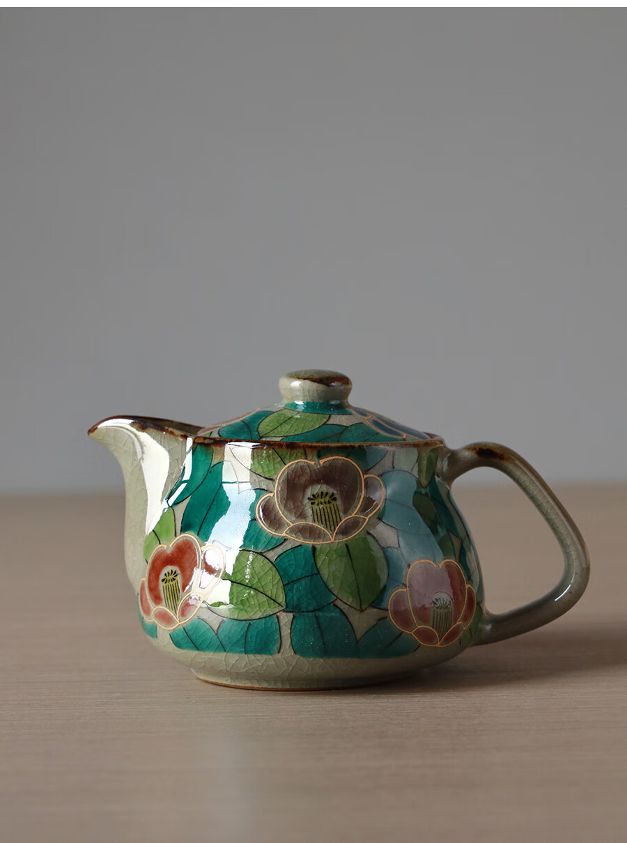 日本进口九谷烧复古茶壶陶瓷家用耐热日式带滤网功夫茶器茶具礼盒