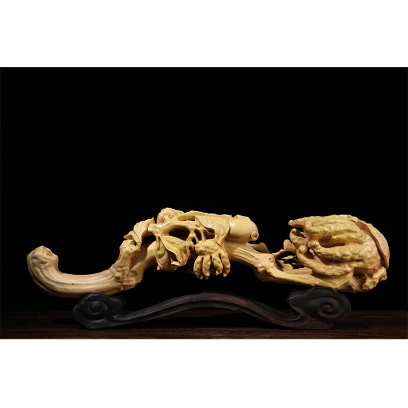 居舍木雕乐清黄杨木雕中式摆件佛手家居饰品实木雕刻工艺装饰礼品多子