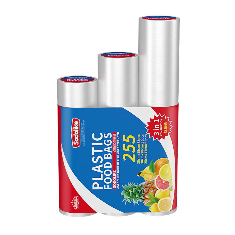 Sodolike 尚岛 点断式保鲜袋3卷组合装共255只 大中小号 加厚实食品袋