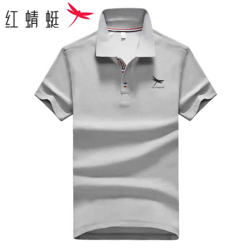 红蜻蜓（RED DRAGONFLY）短袖t恤男纯色休闲时尚简约印花polo舒适透气上衣打底衫 灰色 M 高性价比高么？