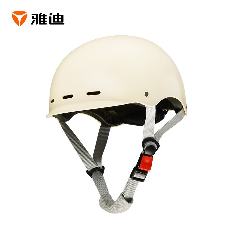 雅迪（yadea）定制头盔复古电动自行车头盔骑行头盔电瓶车安全帽四季轻便式 杏色